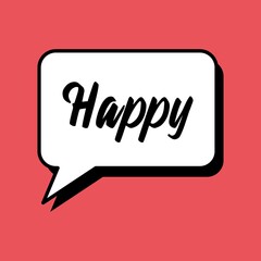 Sketch doodle speech bubble with happy communication phrase