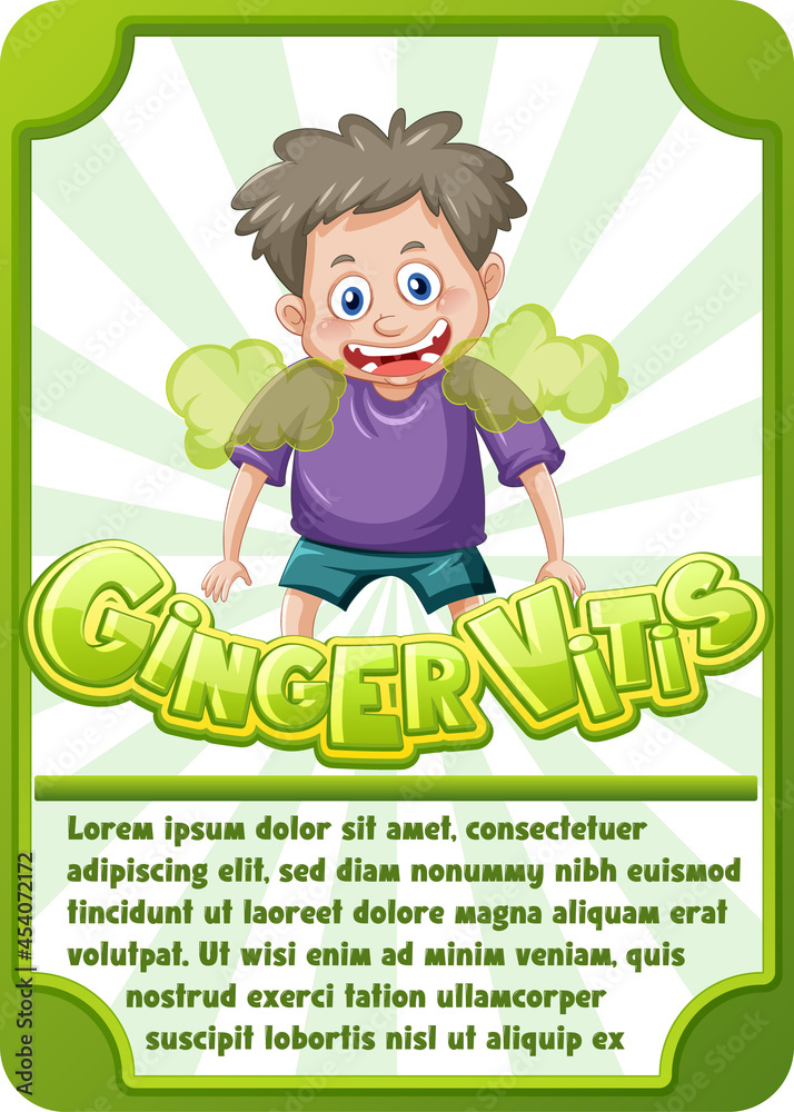 Wall mural character game card template with word ginger vitis - Wall murals
