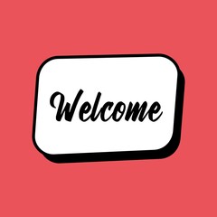 Sketch doodle speech bubble with welcome communication phrase