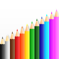 Set of colored pencil collection. Crayons vector on transparent background. Isolated back to school for education object.