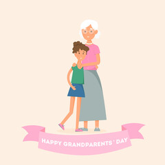 Grandmother with granddaughter. Invitation card. Happy grandparents day