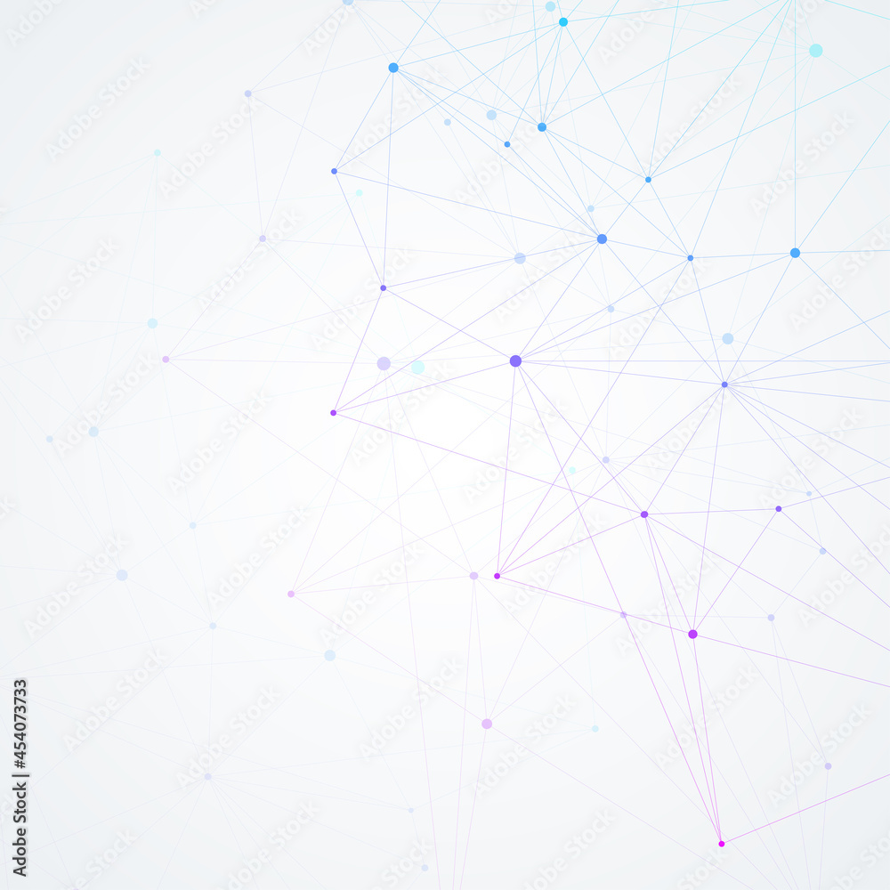 Aufkleber Geometric connected background lines and dots. Simple technology abstract graphic background design, illustration.