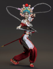 3D Rendering Illustration Peking Opera Performers