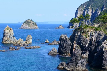 Fototapeta premium 山陰地方の名所、青海島海岸。長門、山口、日本。10月中旬。