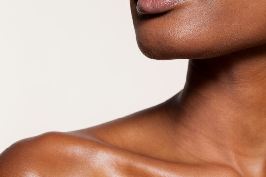 Close-up of female collarbone