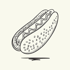 Hot dog. Hand drawn vector illustration.