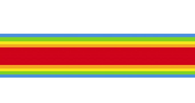Animation of smiling rainbow heart over rainbow stripes