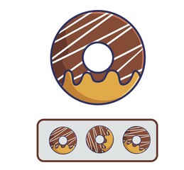 Cartoon sweet Chocolate donuts set melted cream. Food and Drink Cartoon Flat Style Icon illustration Premium Vector Logo