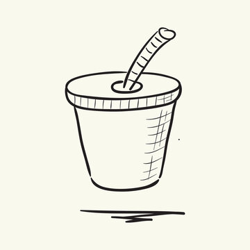 Plastic fastfood cup. Hand drawn vector illustration