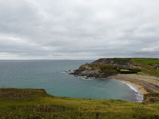 gunwalloe beach cornwall england uk aerial drone