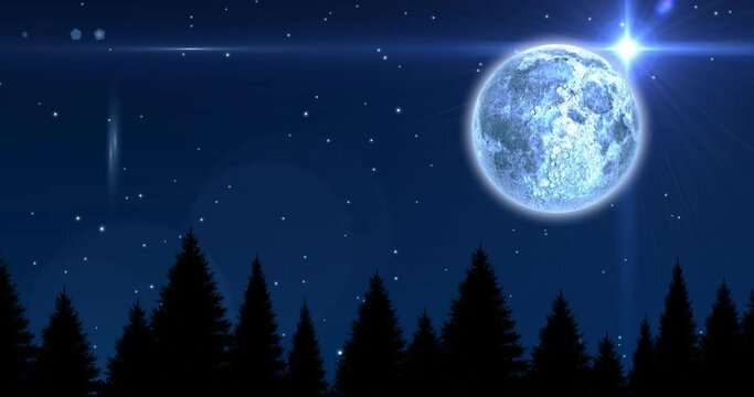 Animation of full moon in night sky