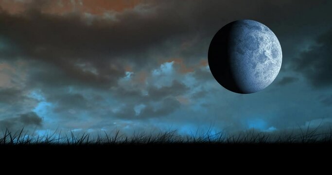 Animation of full moon in night sky