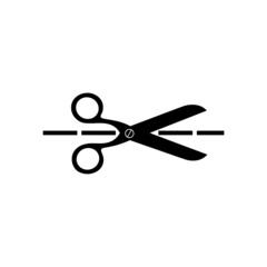 Cut line scissors icon isolated on white background
