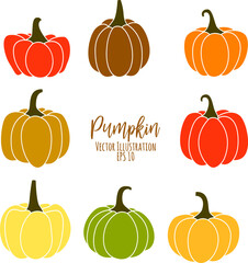 Hand drawn  pumpkins on white background.vector illustration.