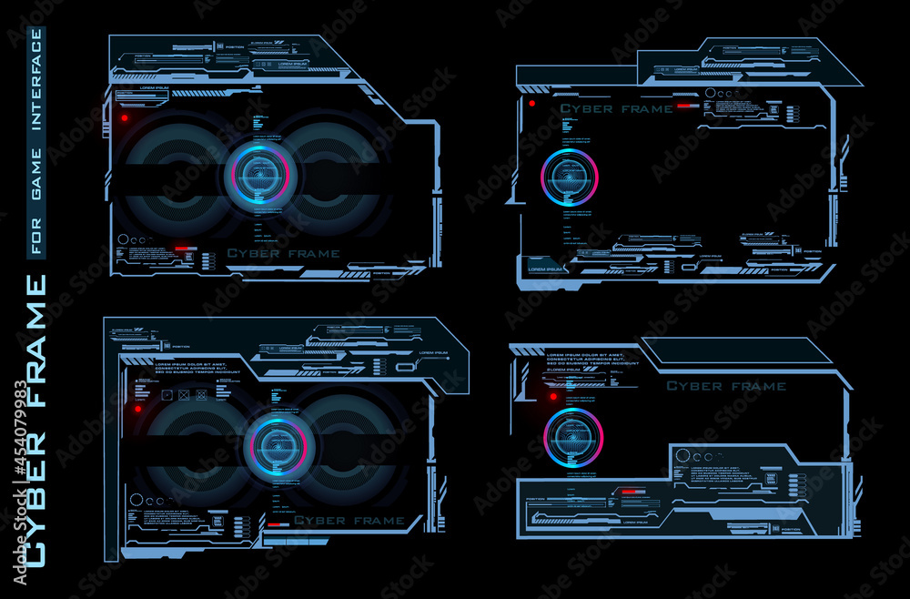 Poster cyber frame for game interface. modern futuristic hud user interface. hud high tech screen digital h