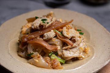 Stir Fried Rice Noodles with Chicken.| Thai Food