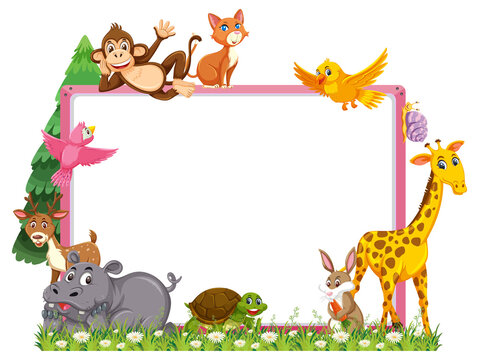 Empty banner with various wild animals