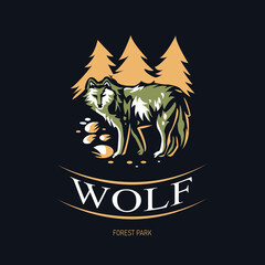 Wolf emblem. Animals vector illustrations. Forest park logo. - obrazy, fototapety, plakaty