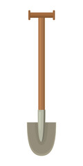 Shovel with wooden handle and metal tool. Vector illustration