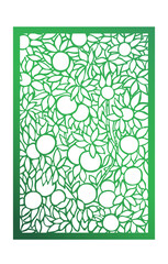 Vector Laser cut decorative panel. Abstract Pattern of Biophilic design with tropical leaves and fruits. Template for decorative panel, partition, interior design, layouts wedding invitations - 454087135