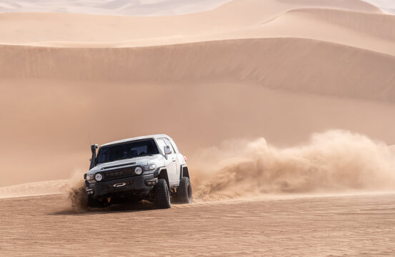 Car In Dasht E Lut Or Sahara Desert