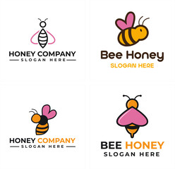 Breeder beekeeper animal honey with bee wing fly logo design