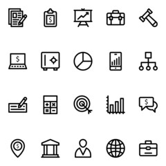 Outline icons for banking & finance.