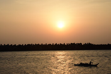 ennore beach landscape sea sunset