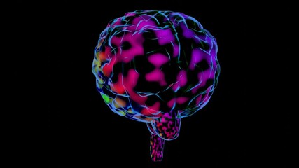 Rotating human brain hologram - thinking process concept - 3D 4k animation (3840x2160 px). - Powered by Adobe