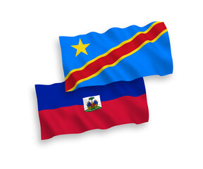 Flags of Republic of Haiti and Democratic Republic of the Congo on a white background