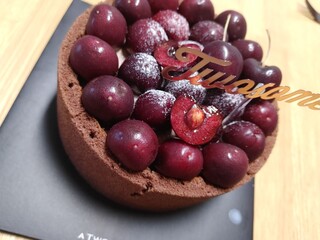 chocolate cake with cherries