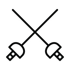 Fencing swords flat line icon. Sport Equipment - crossed rapiers.  Outline sign for mobile concept and web design, store
