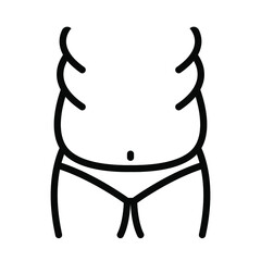 Obesity flat line icon. Pictogram of woman with fat belly. Unhealthy lifestyle symbol. Outline sign for mobile concept and web design, store