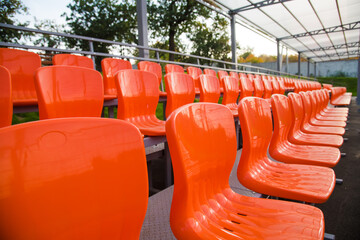 Empty stands with plastic seats