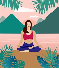 yoga in the lotus position - obrazy, fototapety, plakaty