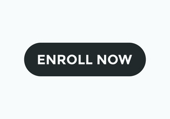 enroll now text sign icon. rounded shape white color text. web button template	
