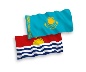 Flags of Kazakhstan and Republic of Kiribati on a white background