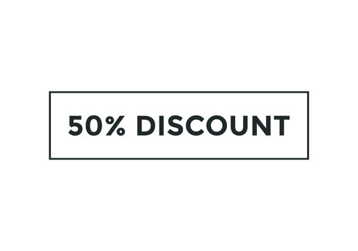 50% discount text sign icon on black color text	