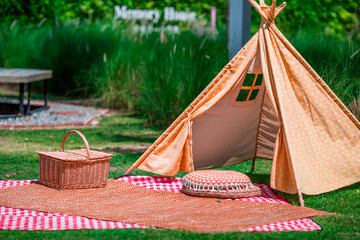 blurry abstract background of colorful meadows, a walkway to see the scenery, with a cool breeze blowing through while traveling © bangprik