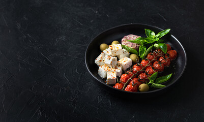 feta cheese and baked cherry tomatoes