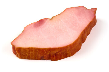 Smoked pork loin, isolated on white background.