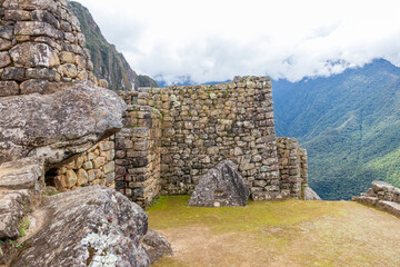 Archaeological remains of Machu Picchu located in the mountains of Cusco.
