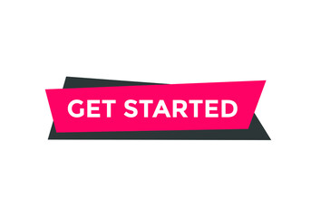 get started text sign icon label. rectangle shape
