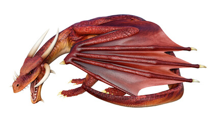 3D Rendering Fairy Tale Dragon on White