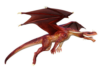 3D Rendering Fairy Tale Dragon on White