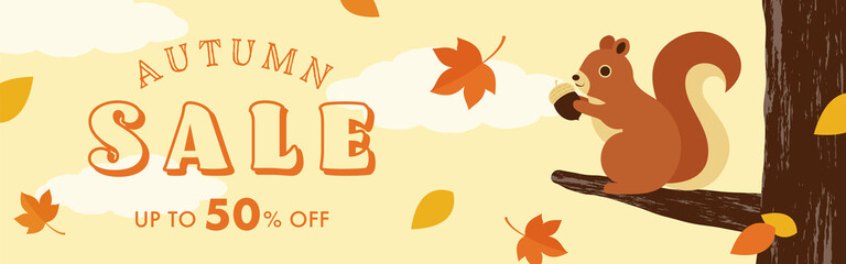 vector background with autumn landscape in a forest for banners, cards, flyers, social media wallpapers, etc.