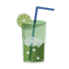 Mojito cocktail. Vector illustration. Alcoholic drink.