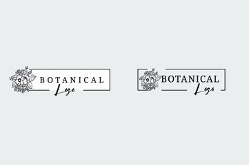 vector flower logo minimal design elegant line element with nature organic concept