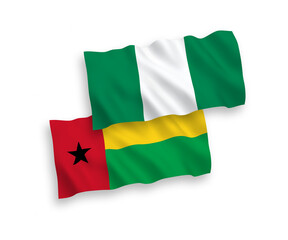 Flags of Republic of Guinea Bissau and Nigeria on a white background