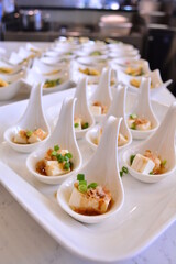 luxury buffet party dining catering with decoration in asian fusion halal canapés butler menu at...